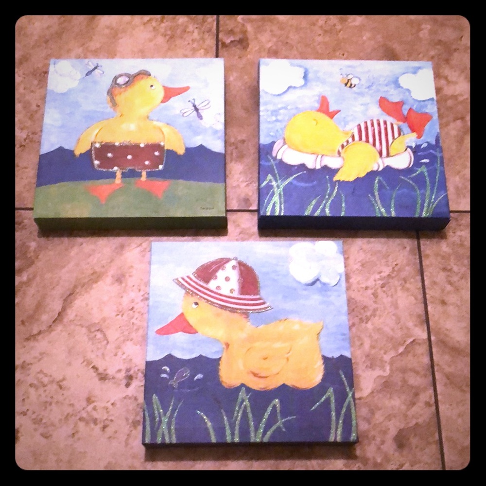 Canvas Duck Prints -set of 3 - 9”x9”x1.5”